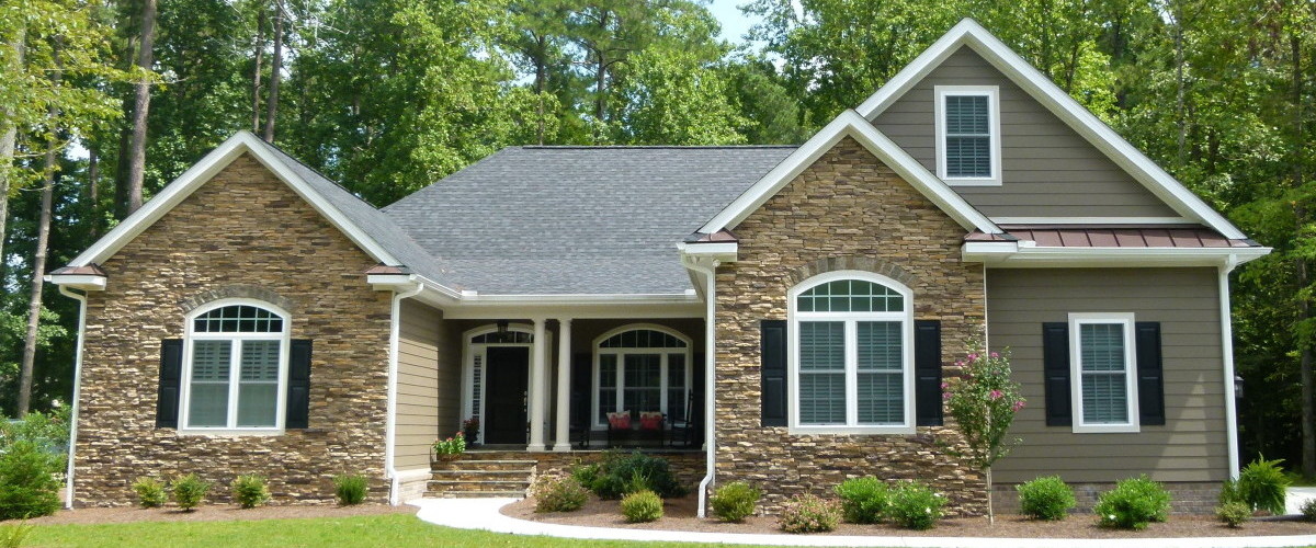Eastern NC Custom Built Home - Gray Roof with Black Shudders